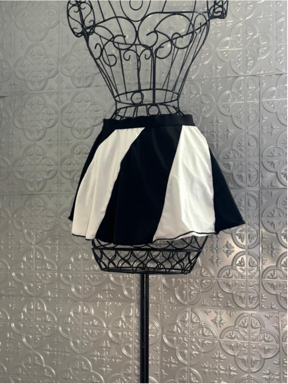 Black white sexy color block referee micro mini skirt lingerie goth Emo punk